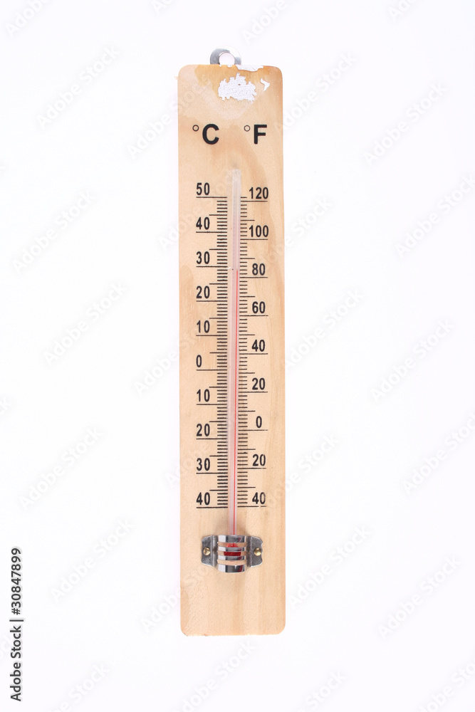 Wooden Thermometer Isolated on White Background Wooden Thermometer Isolated on White Background