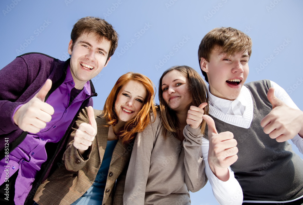 Couple of european people show hand OK symbol.