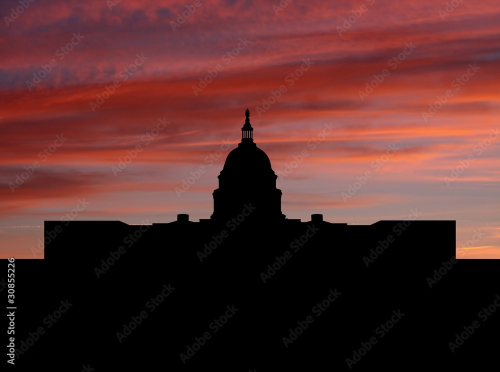 Capitol Building Washington DC at sunset illustration
