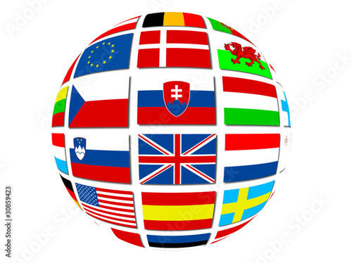 Flags of the nations as a globe