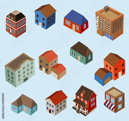 Set of Isometric Buildings
