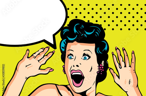 Comic Love Vector illustration of surprised woman face #30859802