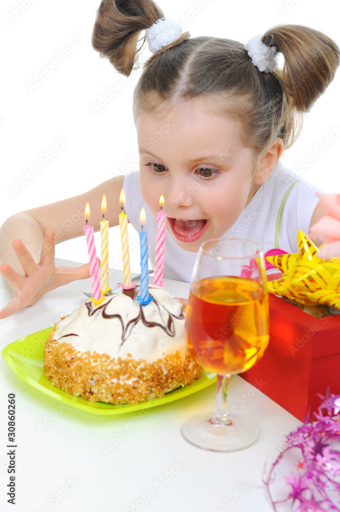 Beautiful little girl celebrates birthday Beautiful little girl celebrates birthday