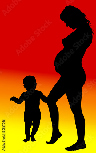 pregnant girl with baby silhouette
