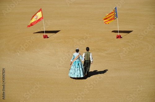 Falleros en la plaza de toros de Valencia photo