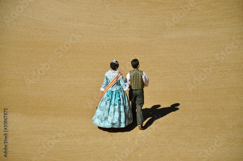 Falleros en la plaza de toros de Valencia photo