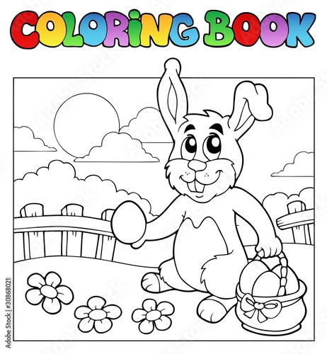 Coloring book with bunny and eggs