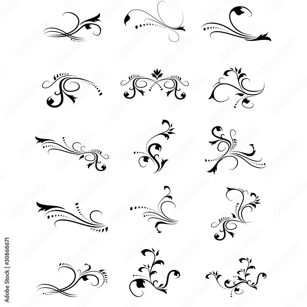 Floral silhouette, element for design, vector tattoo