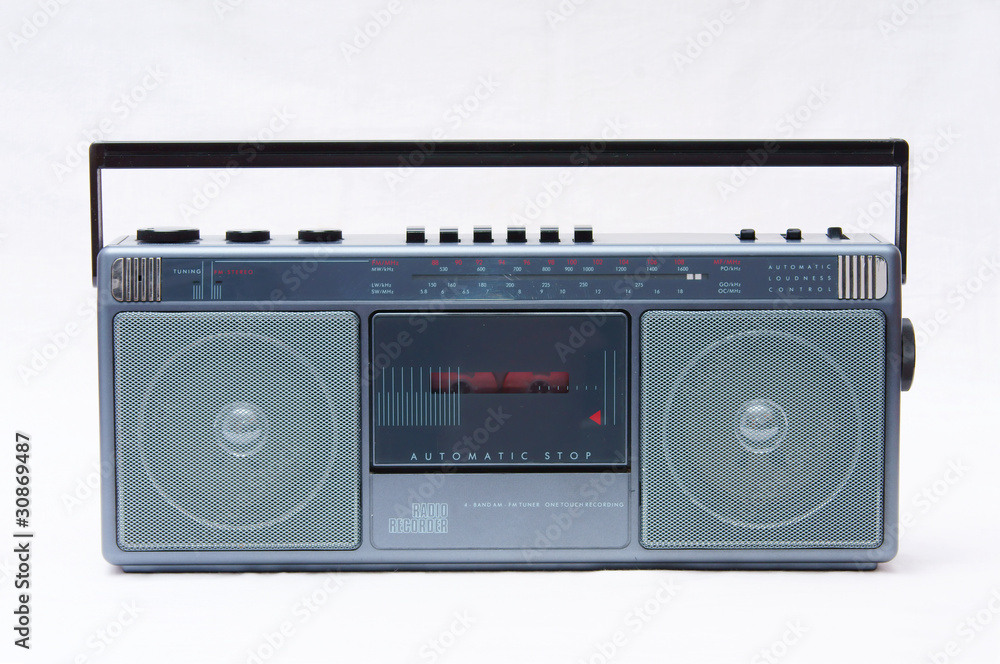 1980s style stereo cassette recorder ghettoblaster