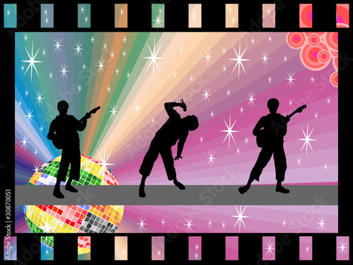 Boygroup-Rockband beim Auftritt im Filmstreifen