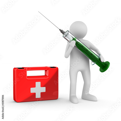 doctor with syringe on whit...