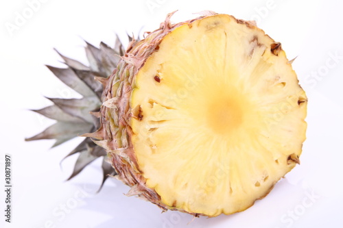 Half of a Pineapple on white background