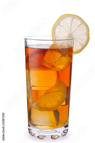 Tea with ice and lemon