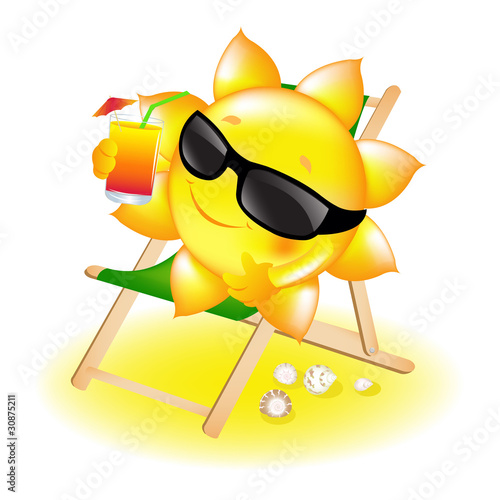 Sun With Cocktail In Chaise Lounge