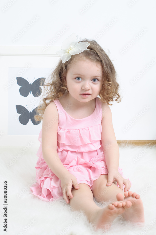 Girl in a pink dress