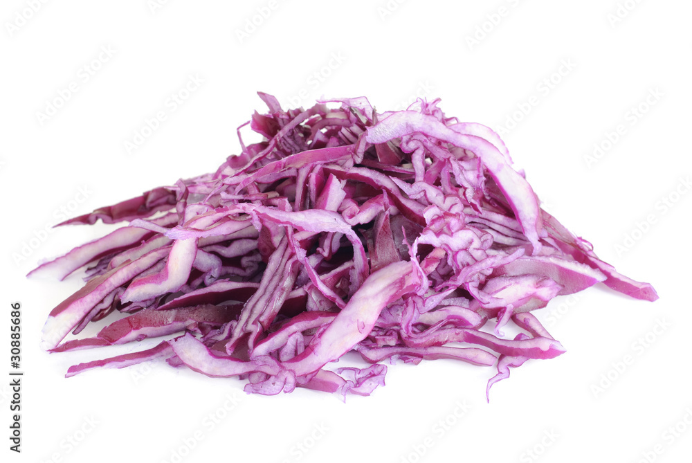 Sliced violet cabbage isolated on the white background