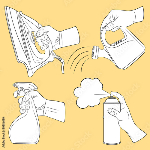 Hands and some objects set