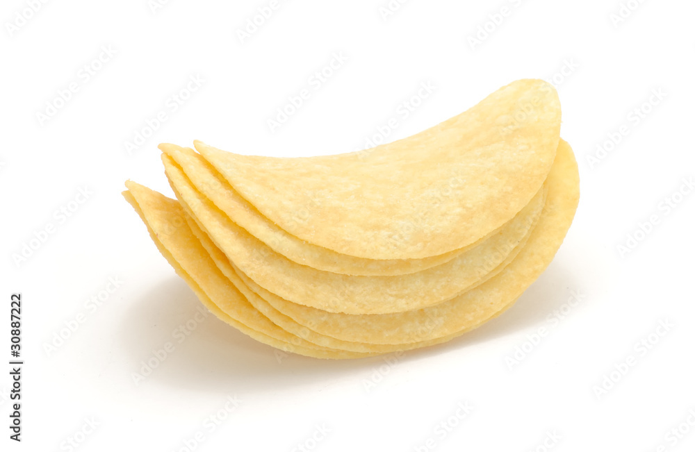 Potato Chips Isolated on White Background Potato Chips Isolated on White Background