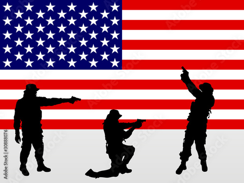Soldaten vor US Banner