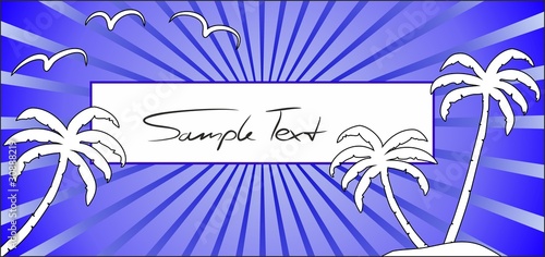 Palmensilhouetten vor Himmel mit Textbox