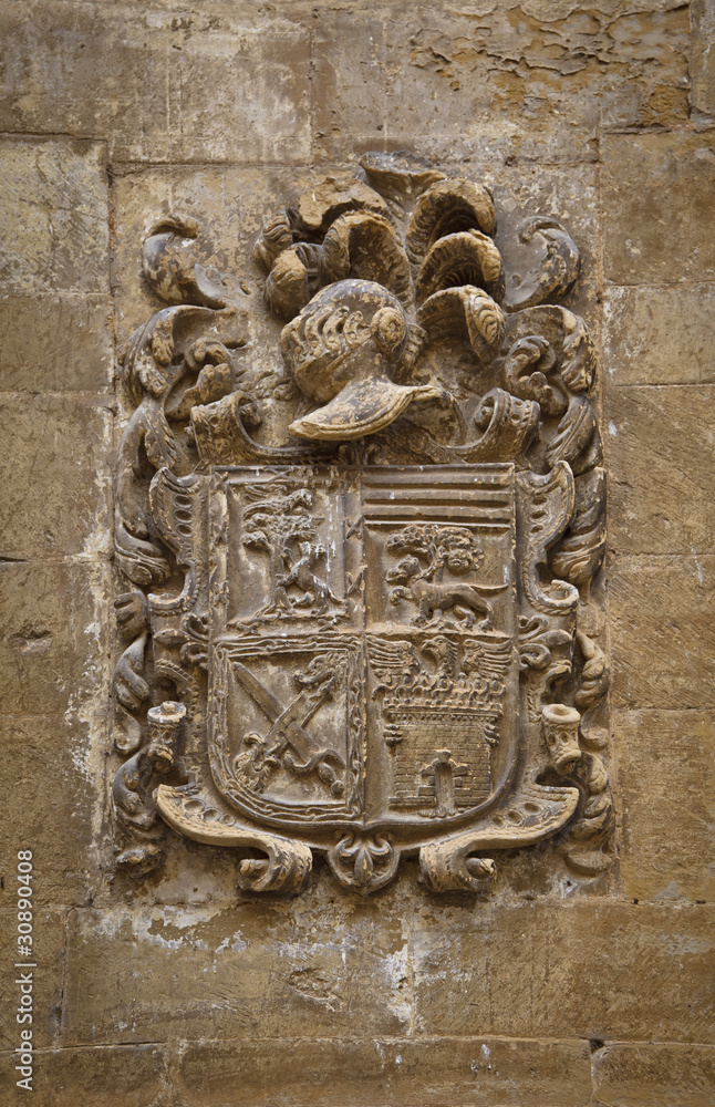 Carved stone coat of arms