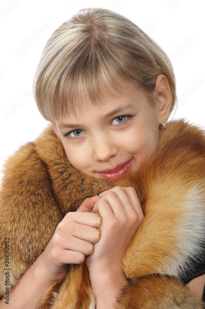 Beautiful young blond girl in fur Beautiful young blond girl in fur