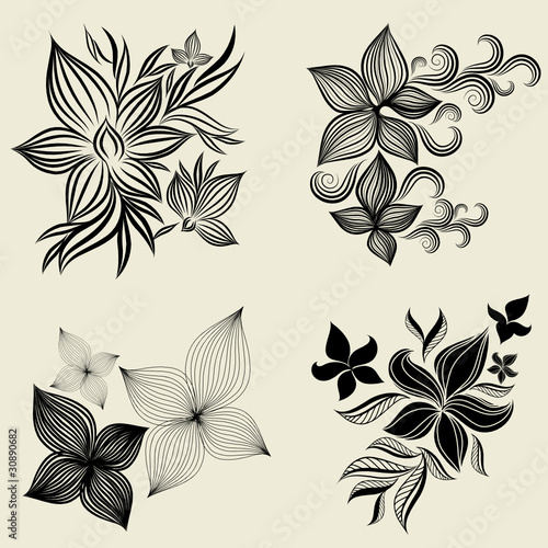 Vector set of flower design elements