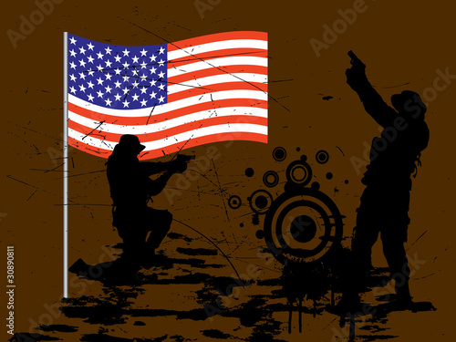 Soldat vor US Banner
