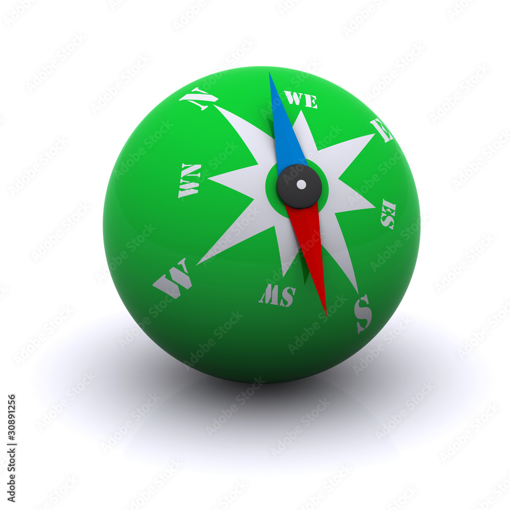 stylized green compass ball