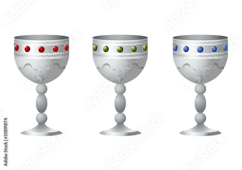 An old silver goblet with jewels