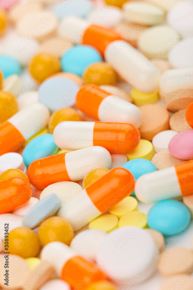 Colorful tablets with capsules Colorful tablets with capsules