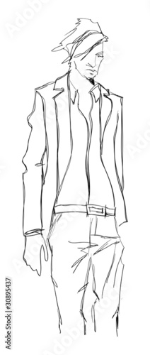 Sketch of fashion handsome man