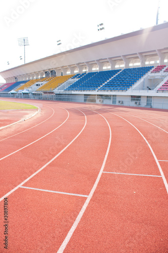 Angle curve of the athletics track..