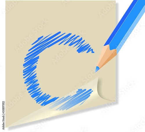 Post it con lettera C, in vettoriale