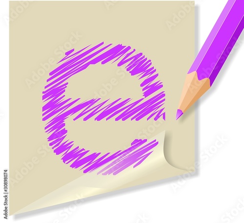 Post it con lettera E, in vettoriale