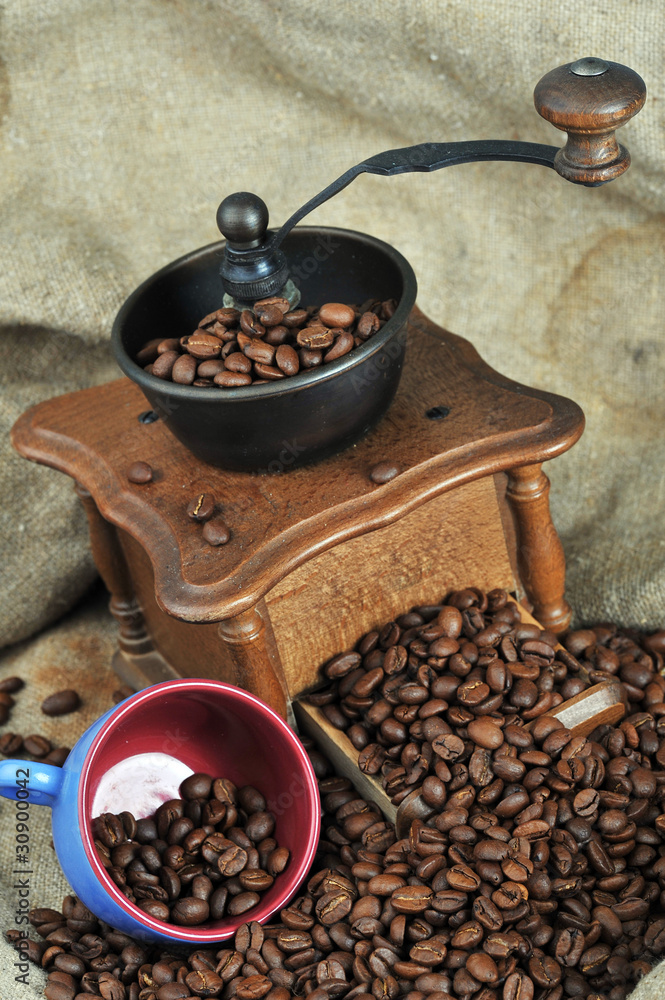 coffee grinder and cup