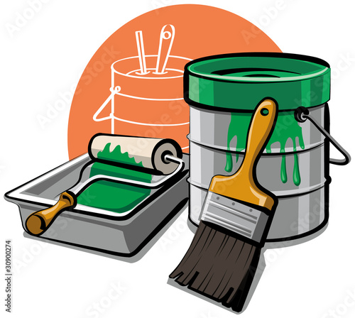 paint bucket and brush