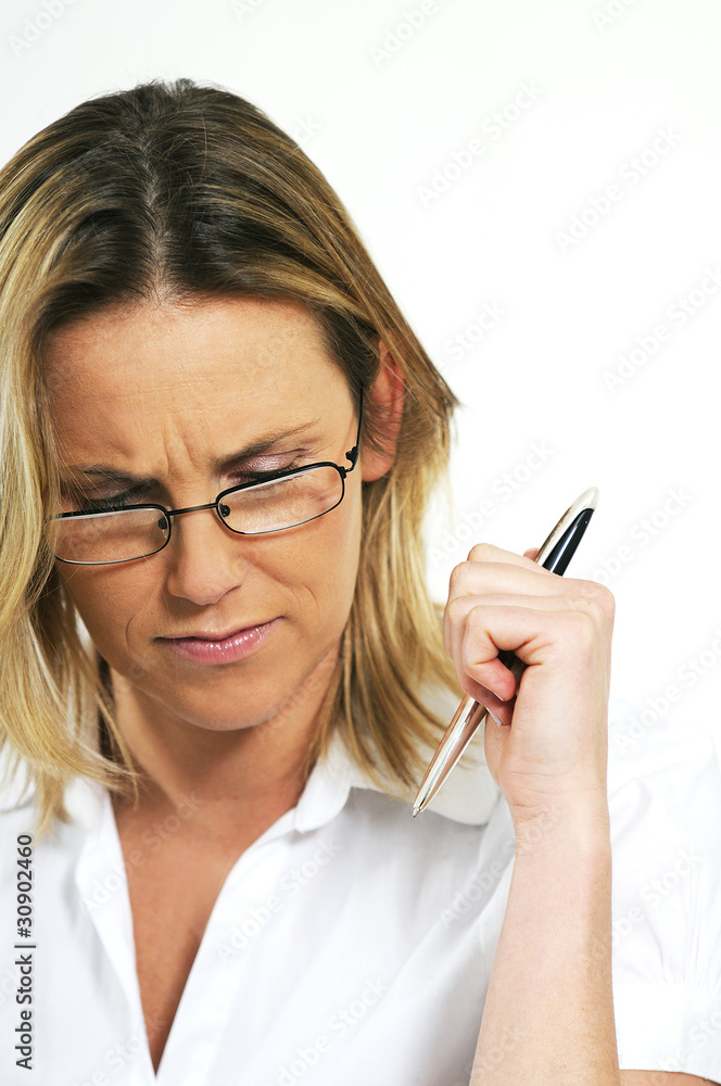 studious and strict woman behind her glasses studious and strict woman behind her glasses