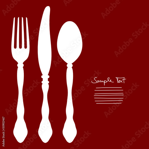 Fork, Knife & Spoon Background Red