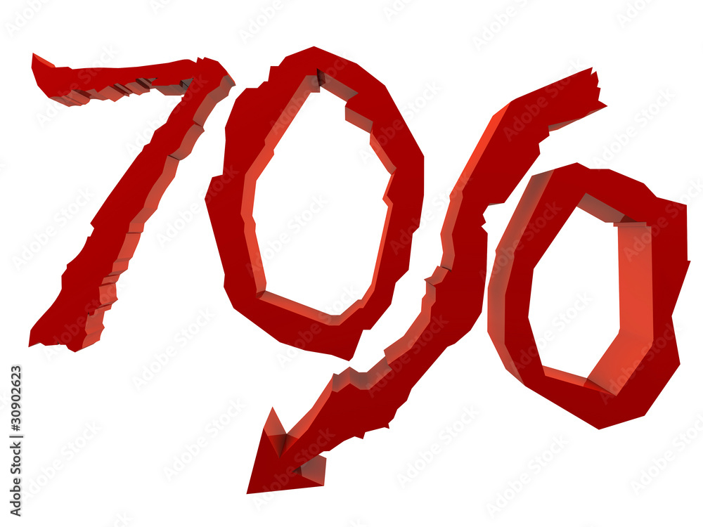 Fototapeta premium A drop down in percent. Promo discount. Sale. 3D render concept