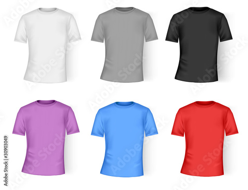 Color t-shirt design template. Photo-realistic vector