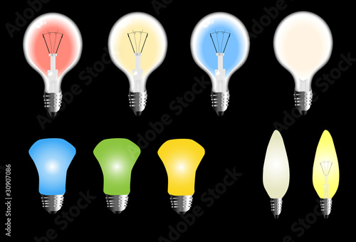 Conjunto de diferentes tipos de bombilla