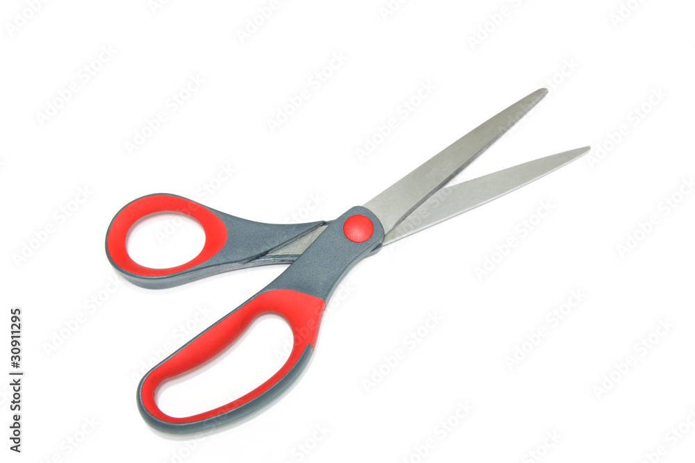 Red scissors isolated on a white background Red scissors isolated on a white background