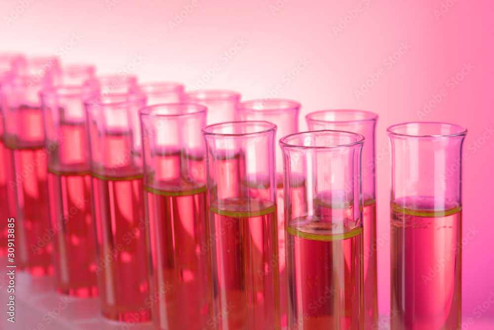 Test-tubes on red background Test-tubes on red background
