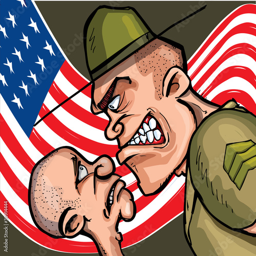 Angry cartoon drill sergeant