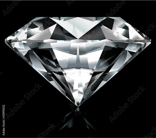 Realistic diamond illustration on black background