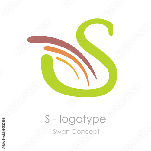 Logo letter S, swan # Vector