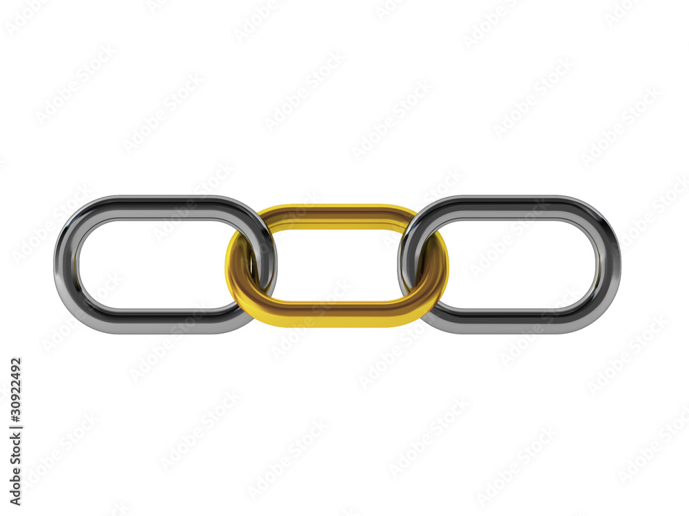 Obraz premium 3d render of golld and chrome chain