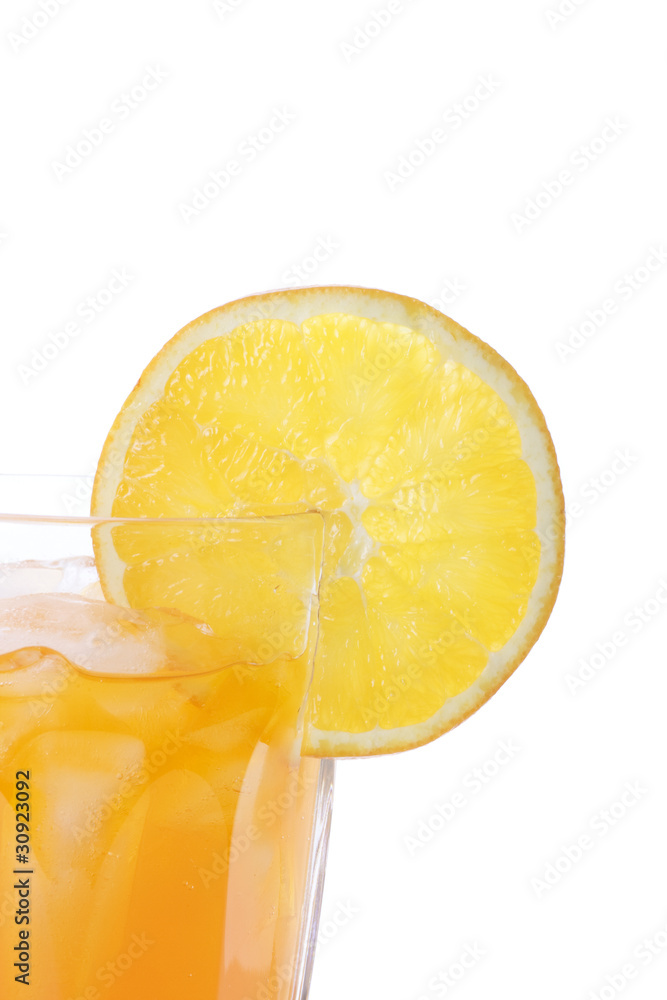 Slice of Orange on Glass of Orange Soda Slice of Orange on Glass of Orange Soda
