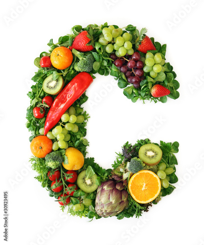 Fruit and vegetable alphabet - letter C